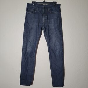 COS | Slim Straight Leg Dark Wash Jeans Button Fly Quiet Luxury Minimalist 32x34